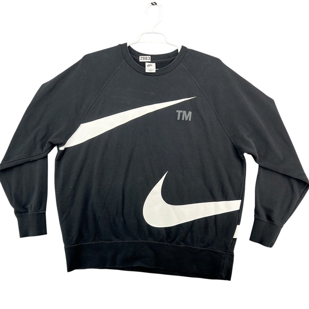 Nike Sportswear Swoosh Crewneck Sweatshirt Black White DR8995-010 Mens XL
